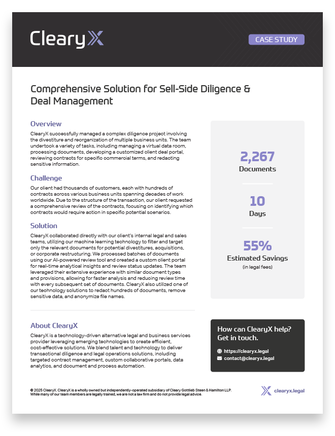 Comprehensive Solution for Sell-Side Diligence & Deal Management